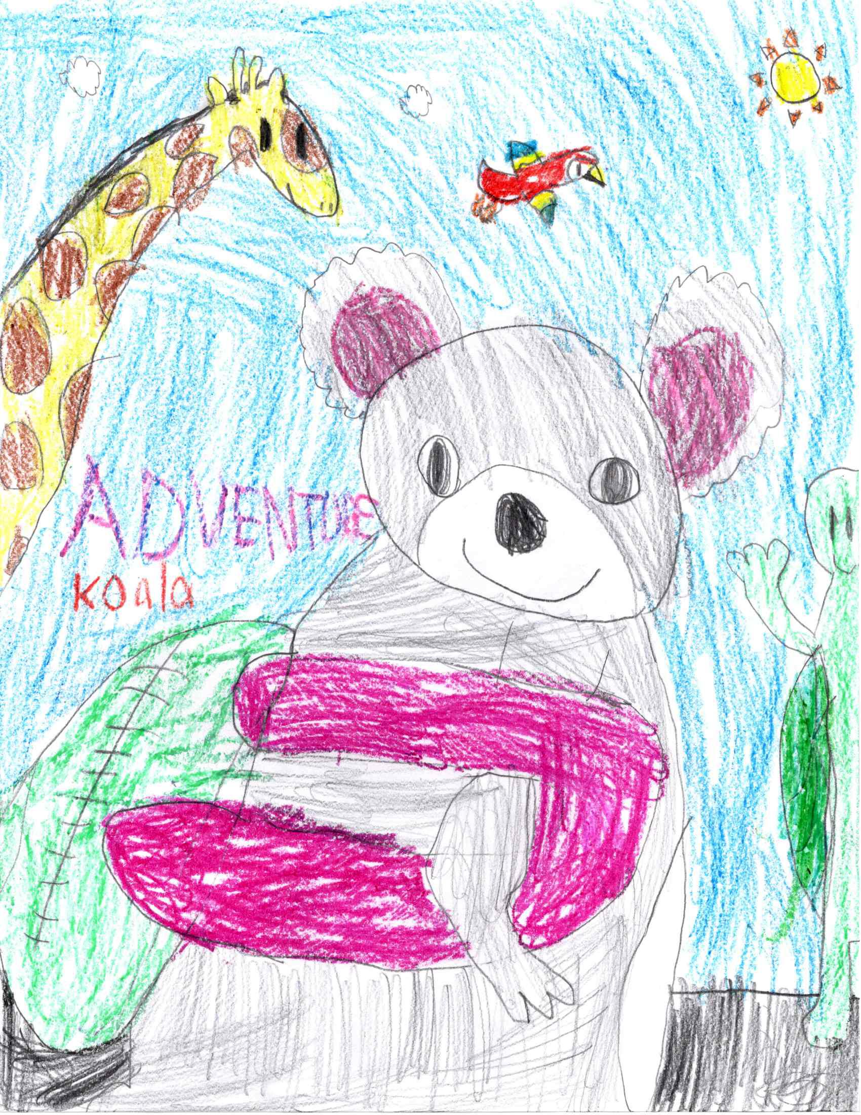 Adventure Koala wearing a backpack by Lucas, age 6