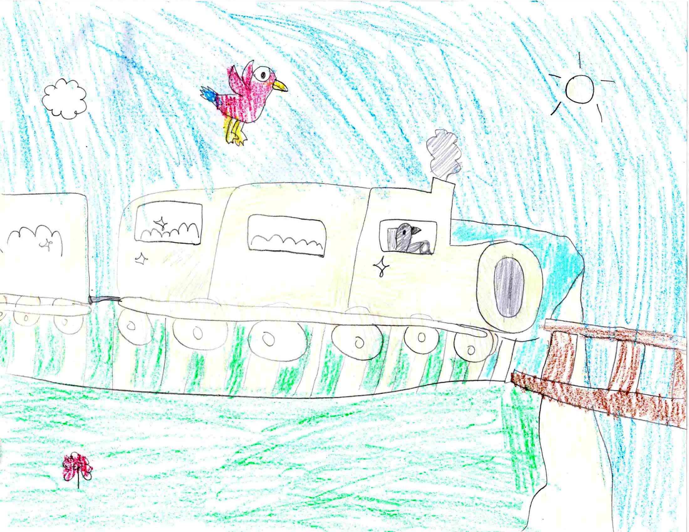 The Golden Runaway Train by Sophie, age 8